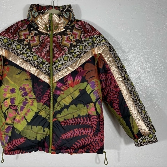 FARM Rio Tropical Rauti Metallic Revers Puffer Jacket Sz - Medium $300 SOLD OUT - Picture 7 of 16